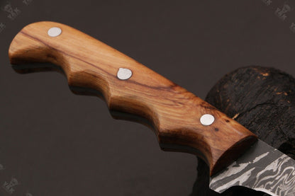 13" Custom Handmade Damascus Steel Fillet Knife & Best Fillet Knife With Leather Sheath