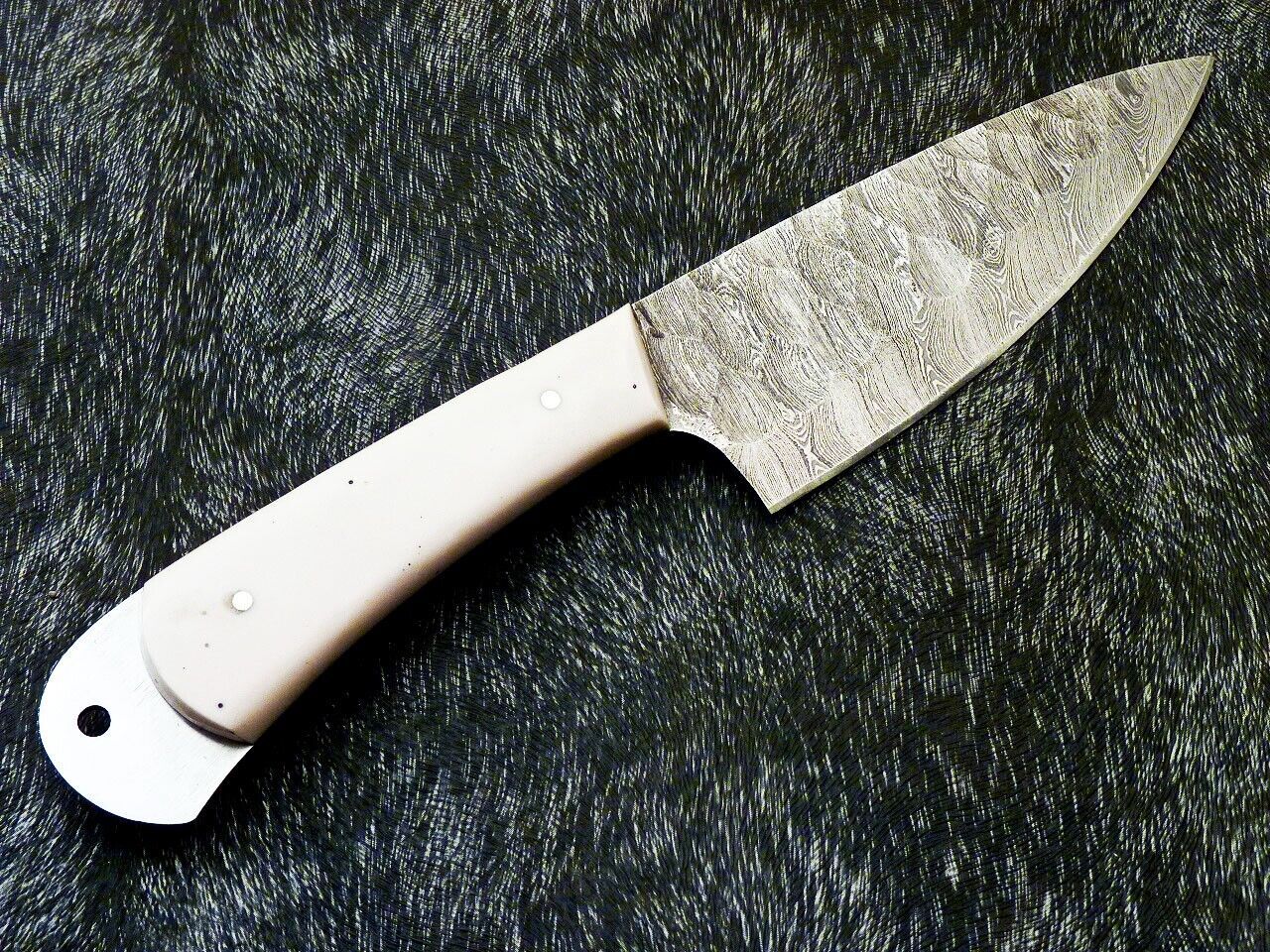 10" Custom Hand Forged Damascus Steel Chef Knife | Camel Bone Handle & Brass Pins