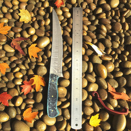 12" Handmade Damascus Steel Knife Damascus Fish Knife & Good Fillet Knife W/Sheath