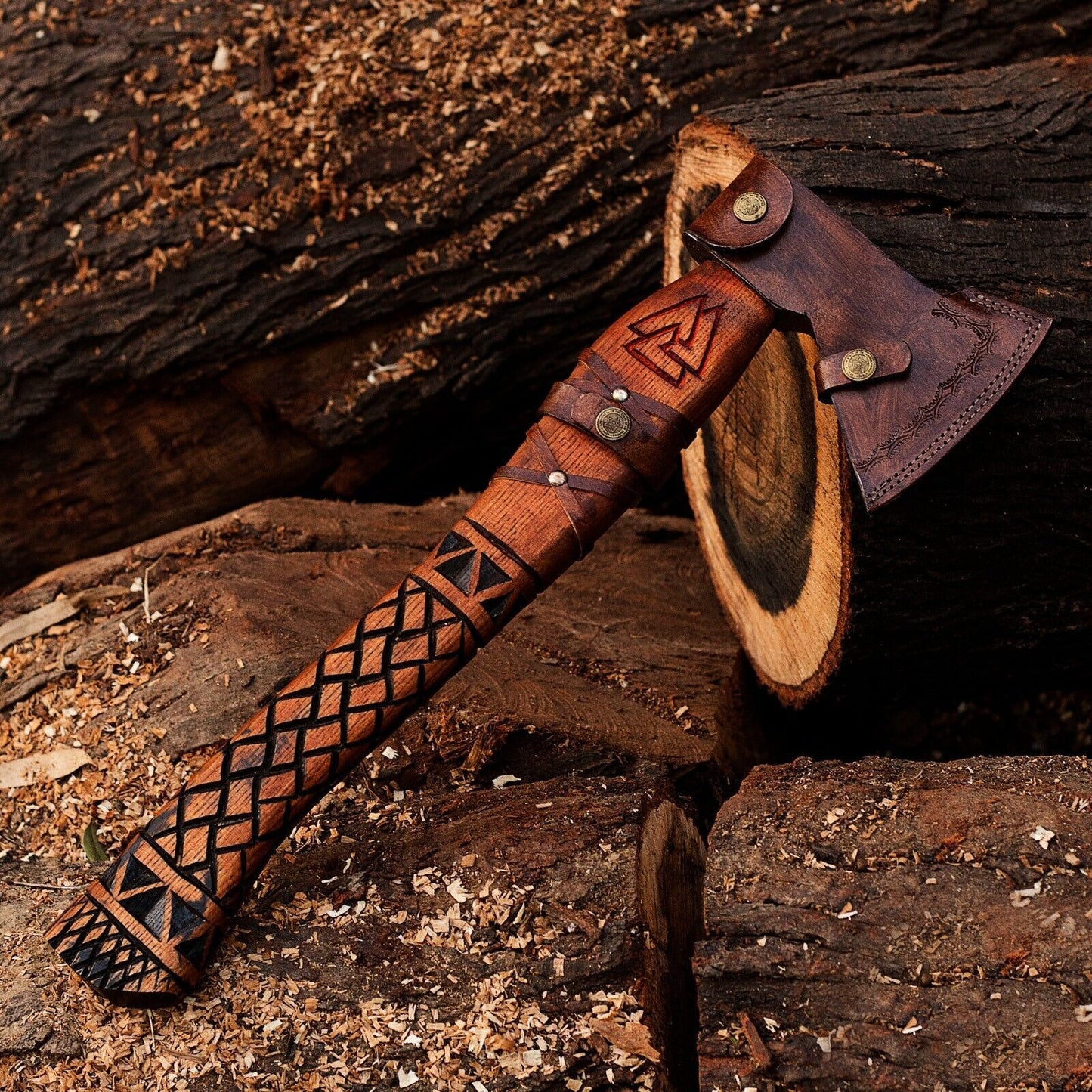 Viking Hand Forged High Carbon Steel Blade Axe – Tomahawk, Hatchet, Combat Axe with Ash Wood Handle