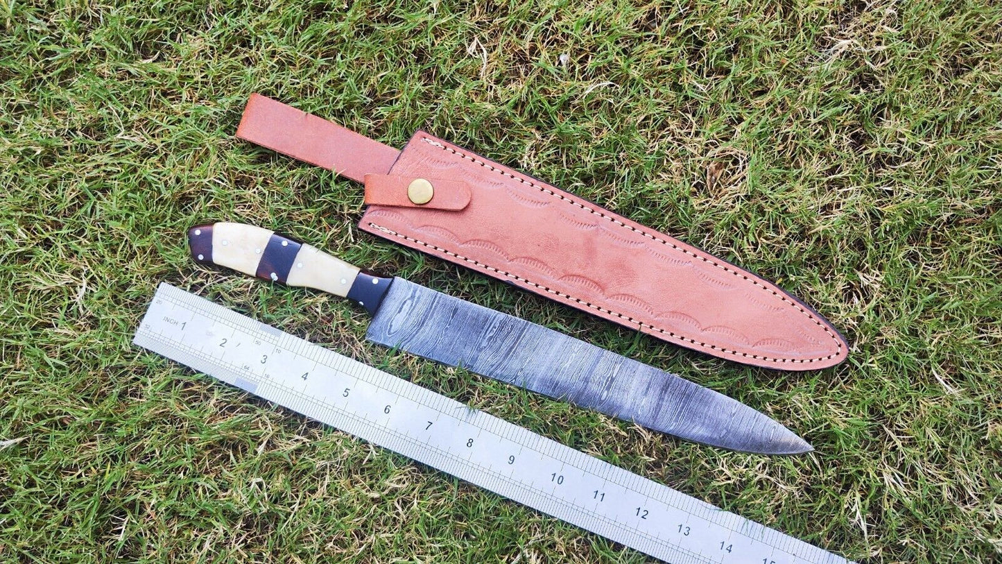 Custom Handmade Damascus Steel Kitchen Knife | Full Tang Chef & Fillet Knife Gift