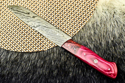 Custom Handmade Damascus Steel Chef Knife – Full Tang Blade with Camel Bone Handle