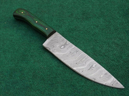 Handmade Forged Damascus Steel Kitchen Chef Knife – Wood Handle with Sheath