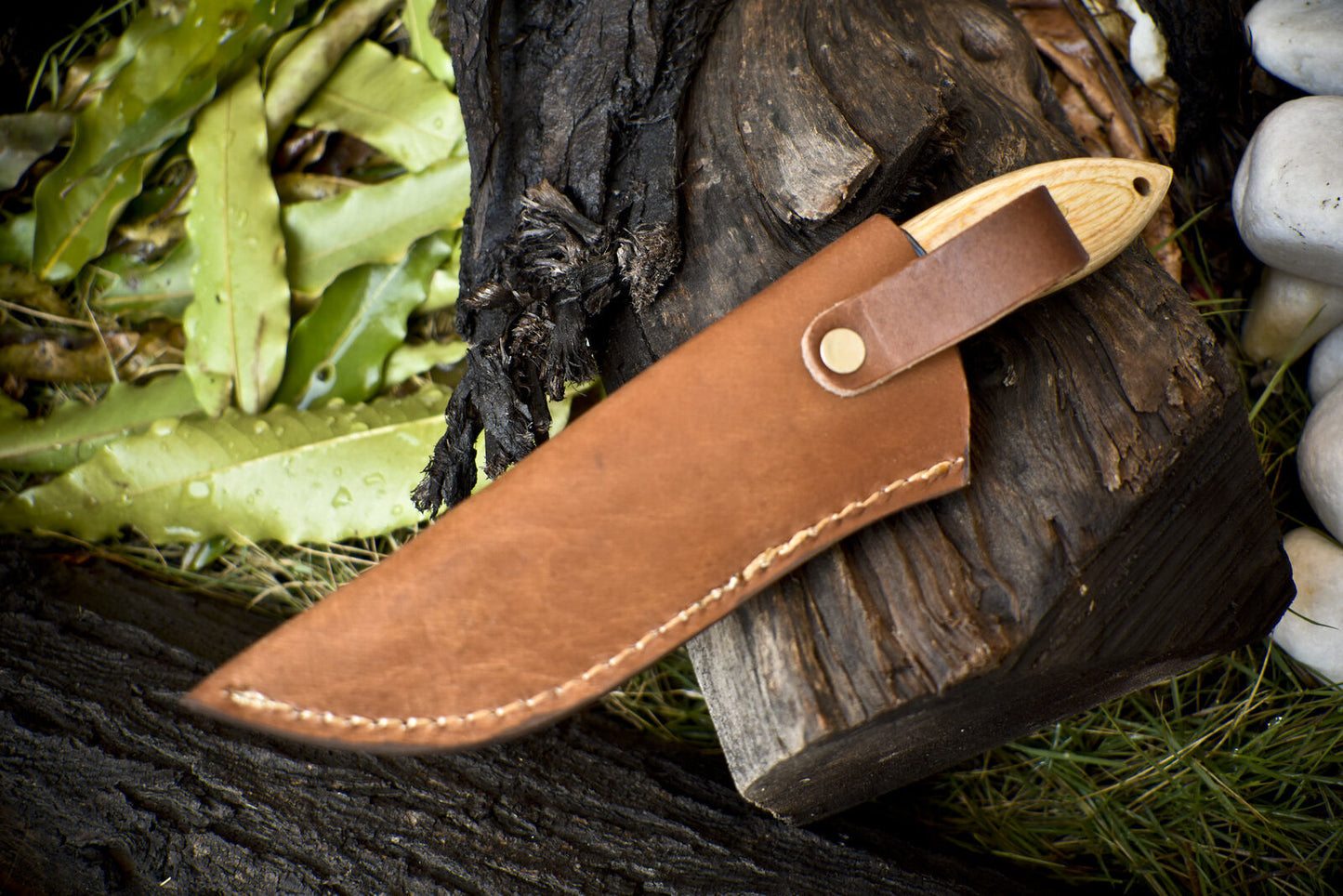 Forged Skinner Knife Twist Damascus Mixed Material Survival