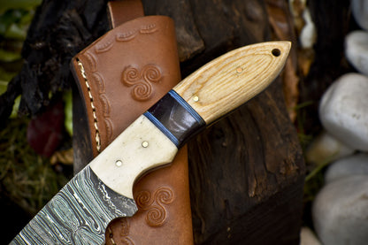 Forged Skinner Knife Twist Damascus Mixed Material Survival