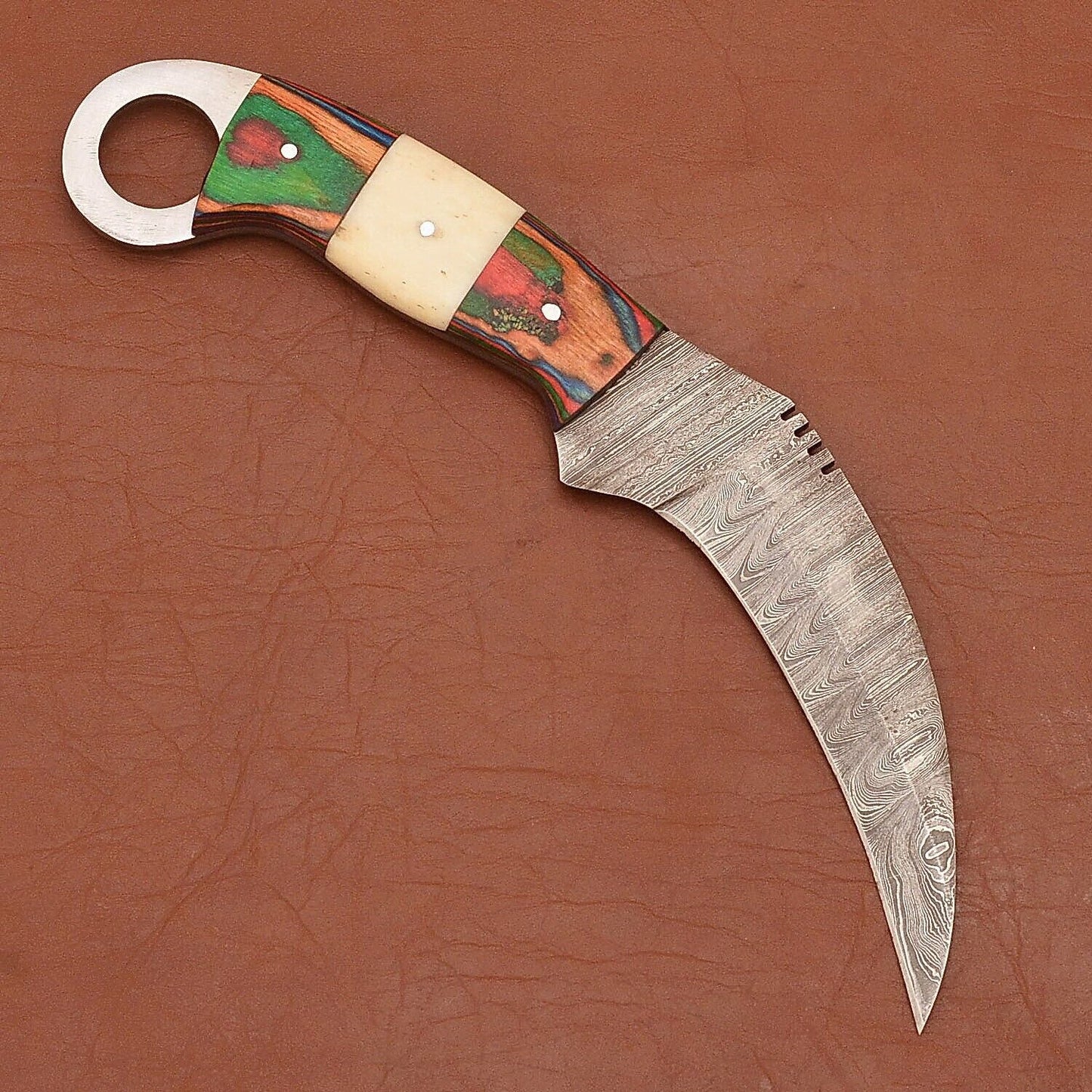 Handmade Best Karambit Knife Damascus Steel Karambit Knife With Wood Handle