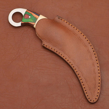 Handmade Best Karambit Knife Damascus Steel Karambit Knife With Wood Handle