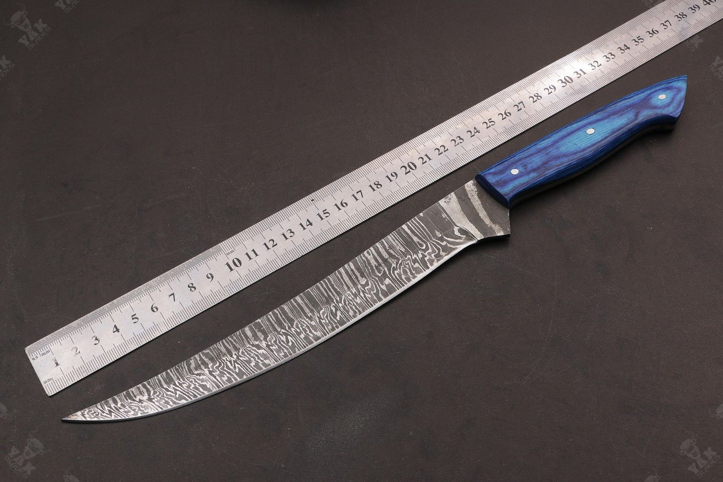 14" Damascus Fillet Knife Fire Damascus Steel Fillet Knife With Pakka Wood Handle