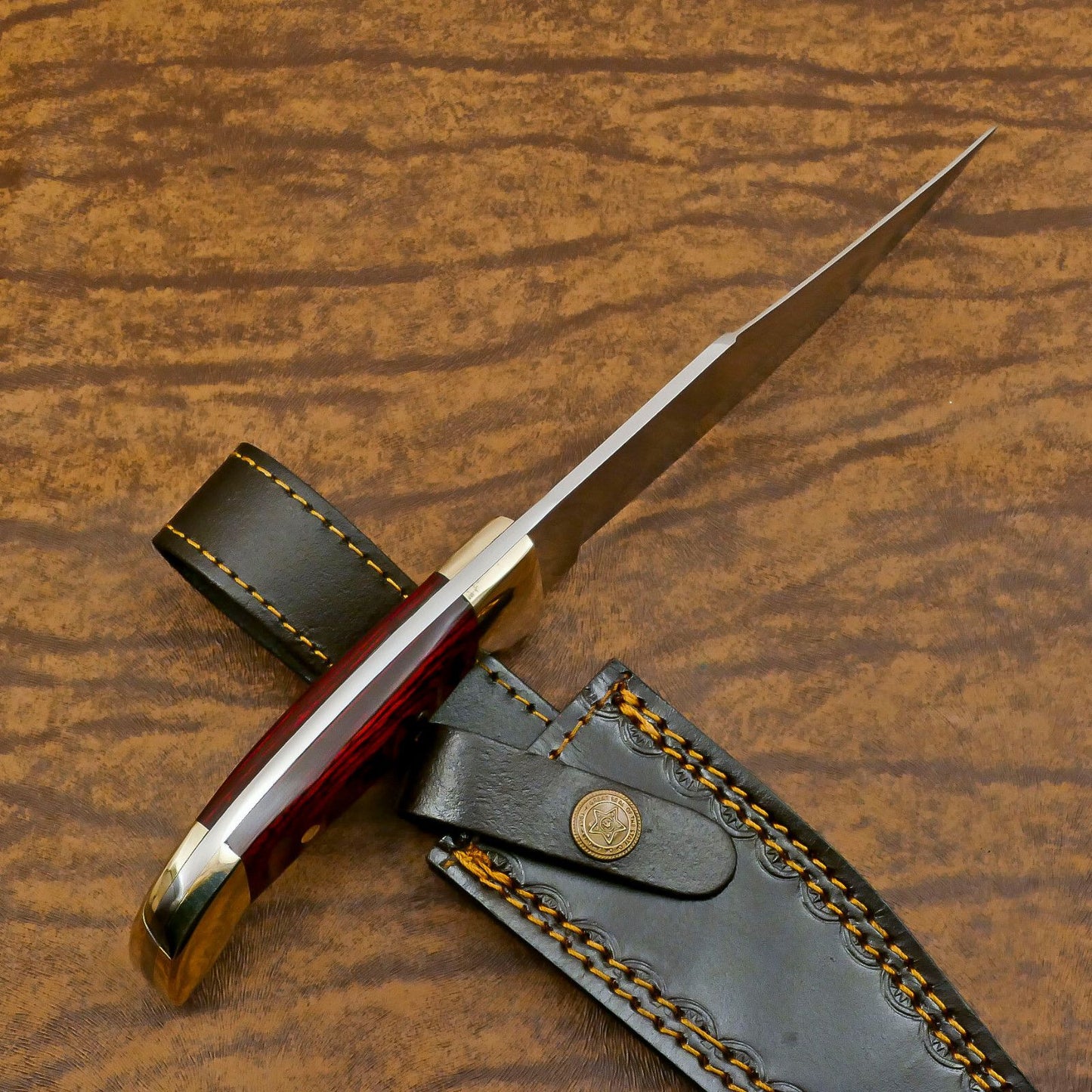 D2 Bowie Knife | 12-Inch Full Tang Blade with Pakka Wood Handle