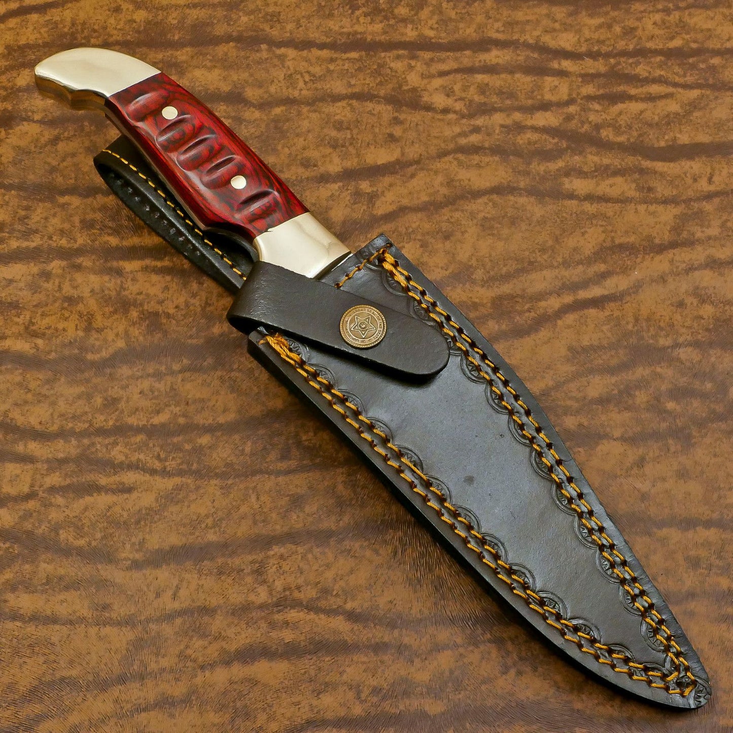 D2 Bowie Knife | 12-Inch Full Tang Blade with Pakka Wood Handle