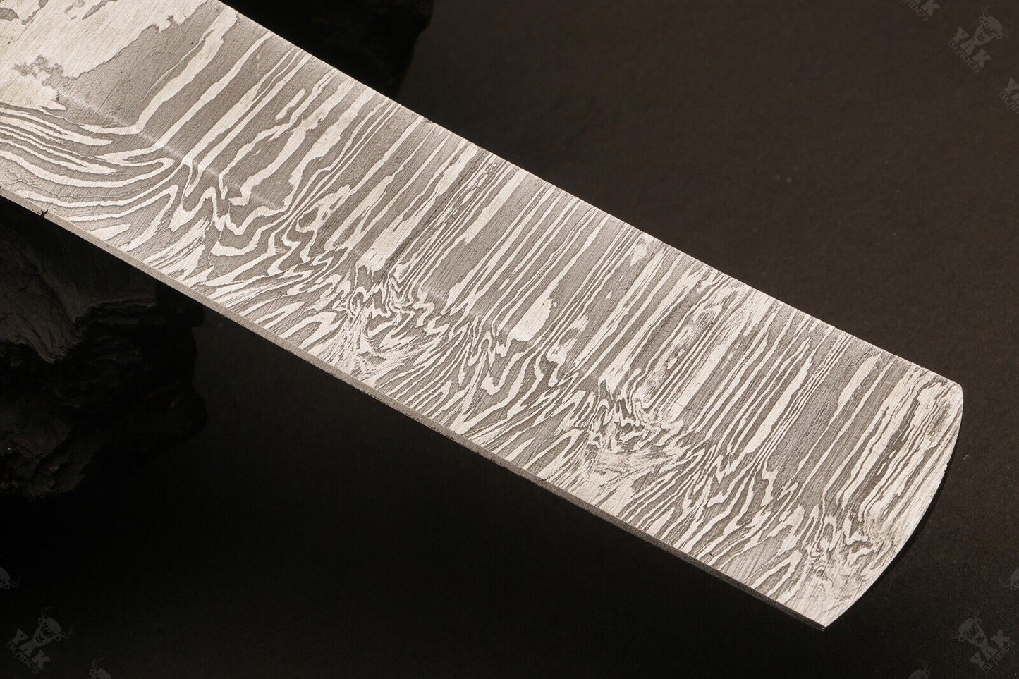 Handforge 9" Damascus Steel Bull Cutter Knife Custom Cowboy Bull Knife with Wood Handle