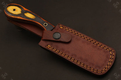 Handforge 9" Damascus Steel Bull Cutter Knife Custom Cowboy Bull Knife with Wood Handle