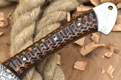 Custom Handmade Forged Damascus Steel Kitchen Chef Knife | Black & Brown Cleaver Handle