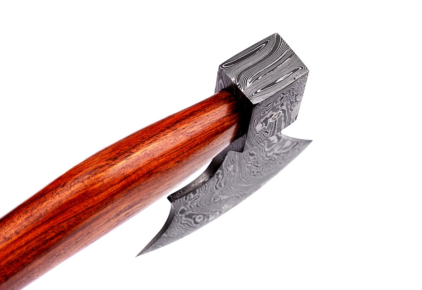 Custom Made Viking Damascus Axe Hatchet Tomahawk with Wood Handle and Leather Sheath
