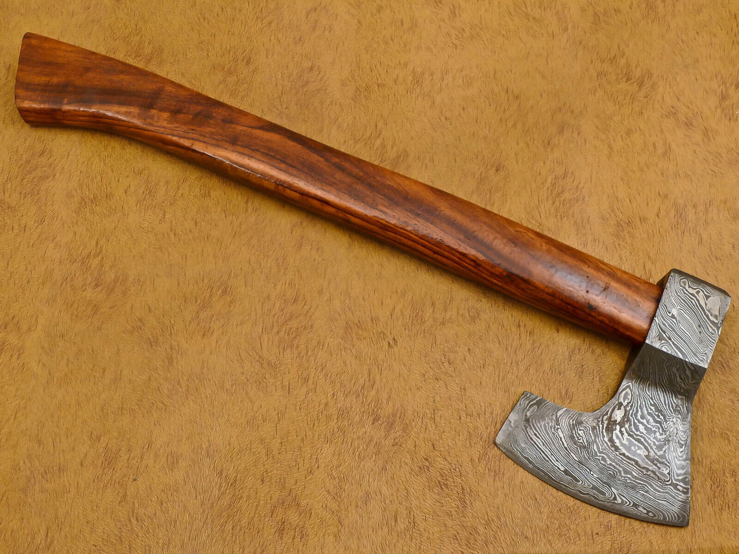 Handmade Damascus Steel Tomahawk Axe Hatchet with Walnut Wood Handle and Leather Sheath