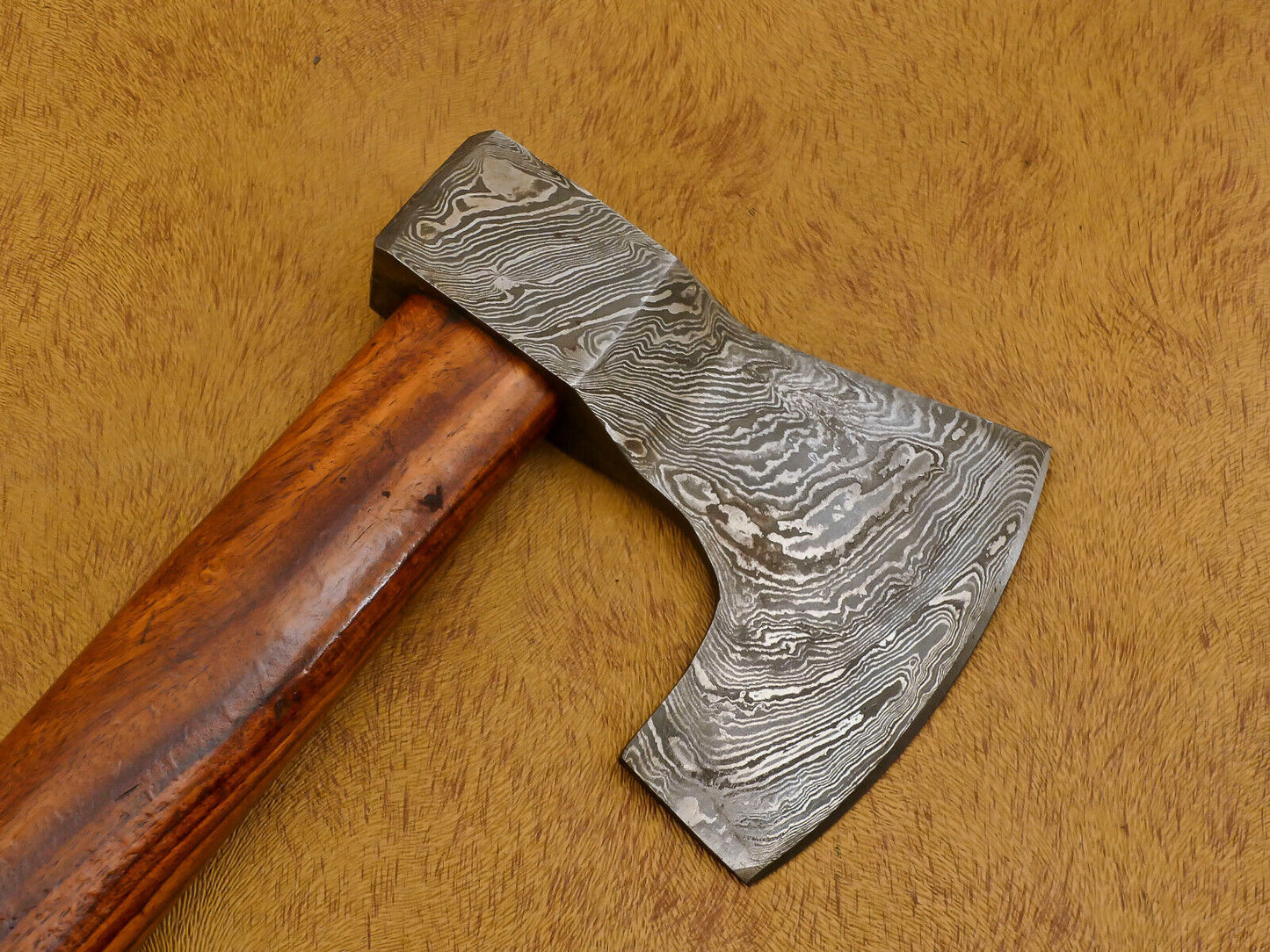 Handmade Damascus Steel Tomahawk Axe Hatchet with Walnut Wood Handle and Leather Sheath