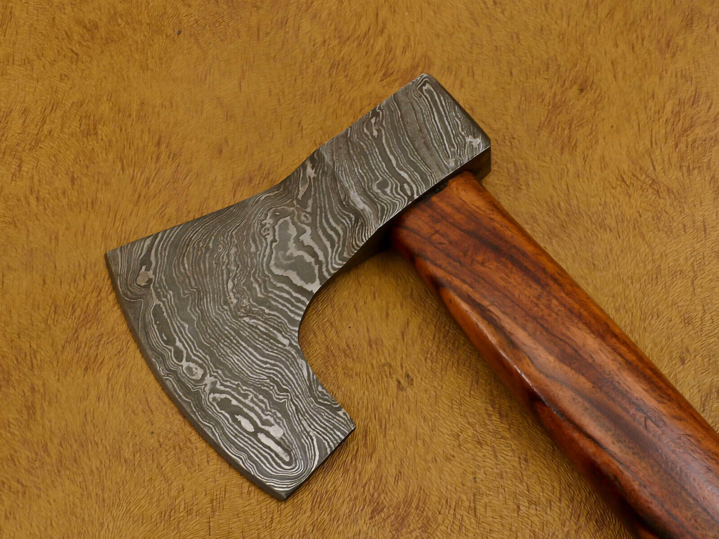 Handmade Damascus Steel Tomahawk Axe Hatchet with Walnut Wood Handle and Leather Sheath