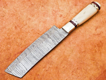 12" Professional Damascus Chopper Chef Knife – Camel Bone Handle