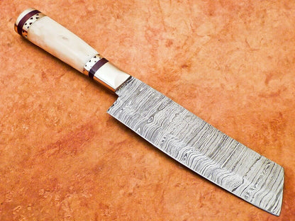12" Professional Damascus Chopper Chef Knife – Camel Bone Handle