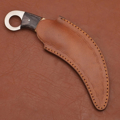 Handmade Damascus Karambit 9"Damascus Steel Karambit Knife with Wood and Bone Handle