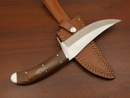 Hand Crafted D2 Steel Bowie Knife – Walnut Wood Handle & Steel Guard, EDC Ready