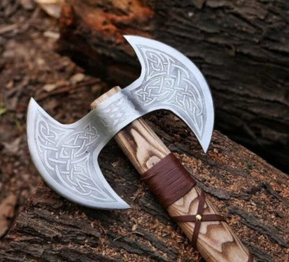 Double Headed Hand Forged Steel Viking Axe Battle Axe Double Blade Viking Axe