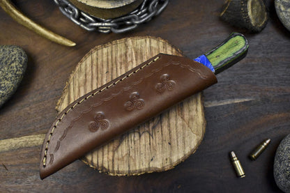 9" Forged Skinner Knife | 440C Steel Blade & Mixed Handle | Heritage Forge Hunting Knife