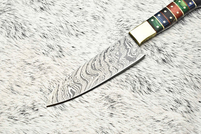 Fine Custom Handmade Damascus Steel Blade Chef Knife – Full Tang Sport Knife with Leather Sheath