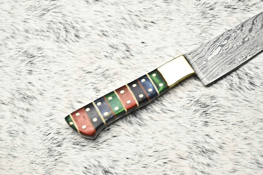 Fine Custom Handmade Damascus Steel Blade Chef Knife – Full Tang Sport Knife with Leather Sheath