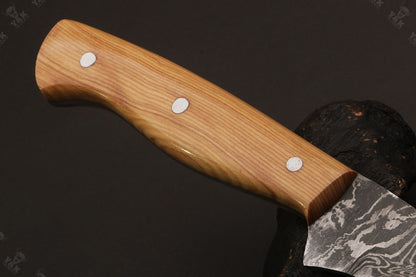 14" Custom Handmade Damascus Fillet Knife Fire Damascus Steel Fillet Knife W/Sheath