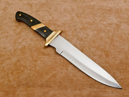 Handmade 12-Inch D2 Drop Point Full Tang Bowie Hunting Knife with Sheath