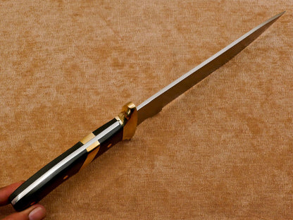 Handmade 12-Inch D2 Drop Point Full Tang Bowie Hunting Knife with Sheath