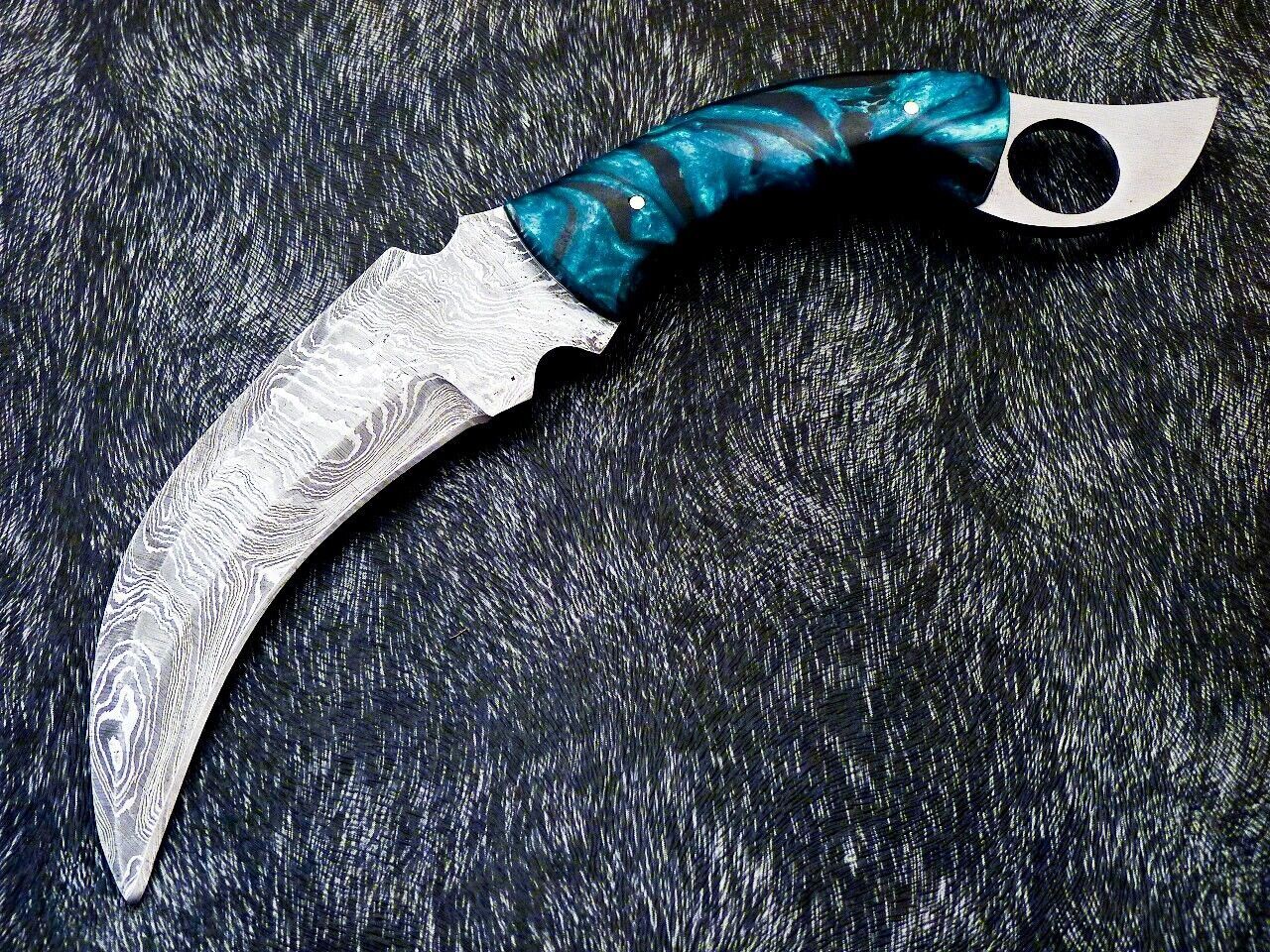 Full Tang Damascus Steel Karambit Knife – 10" Tactical Hunting Blade