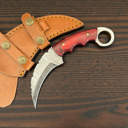 Damascus Karambit Damascus Steel Karambit Drop Point Hunting Knife With Pakkawood Handle