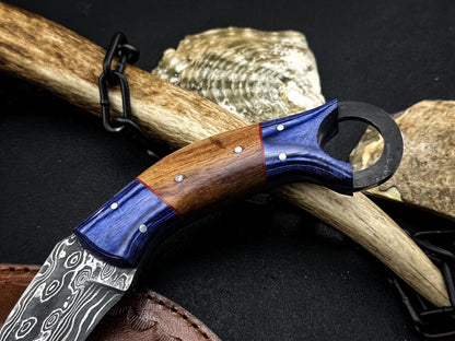 Damascus Karambit Hunting Knife 9" Damascus Steel Karambit with Wood Handle