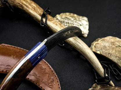 Damascus Karambit Hunting Knife 9" Damascus Steel Karambit with Wood Handle