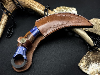 Damascus Karambit Hunting Knife 9" Damascus Steel Karambit with Wood Handle