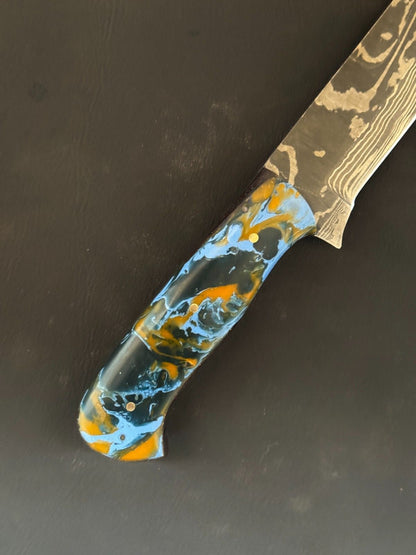 12.5" Handmade Damascus Fillet Knife Premium Custom Fillet Knife with Resin Handle