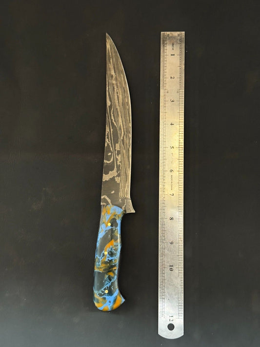 12.5" Handmade Damascus Fillet Knife Premium Custom Fillet Knife with Resin Handle
