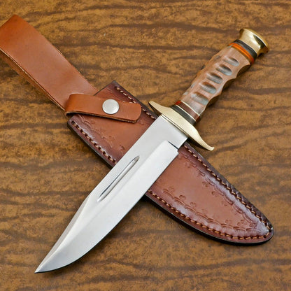 Custom Handmade 12 Inch D2 Steel Blade Hunting Bowie Camping Knife – Full Tang Outdoor Survival Knife