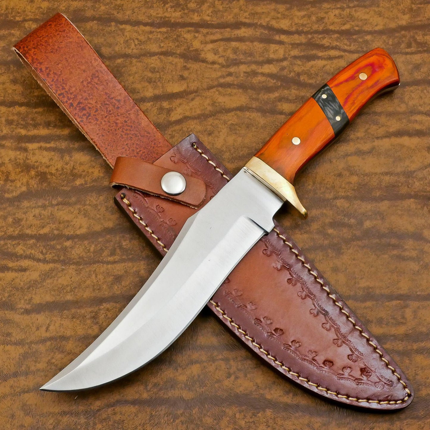 Adventure-Ready Handmade D2 Steel Full Tang Bowie Knife – 12-Inch Hunting & Camping Blade