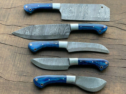 EVEREST HUNT 5 PCS Handmade Damascus Steel Chef Knife Set – Kitchen & Meat Knives