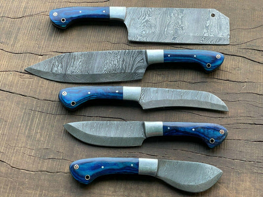 EVEREST HUNT 5 PCS Handmade Damascus Steel Chef Knife Set – Kitchen & Meat Knives