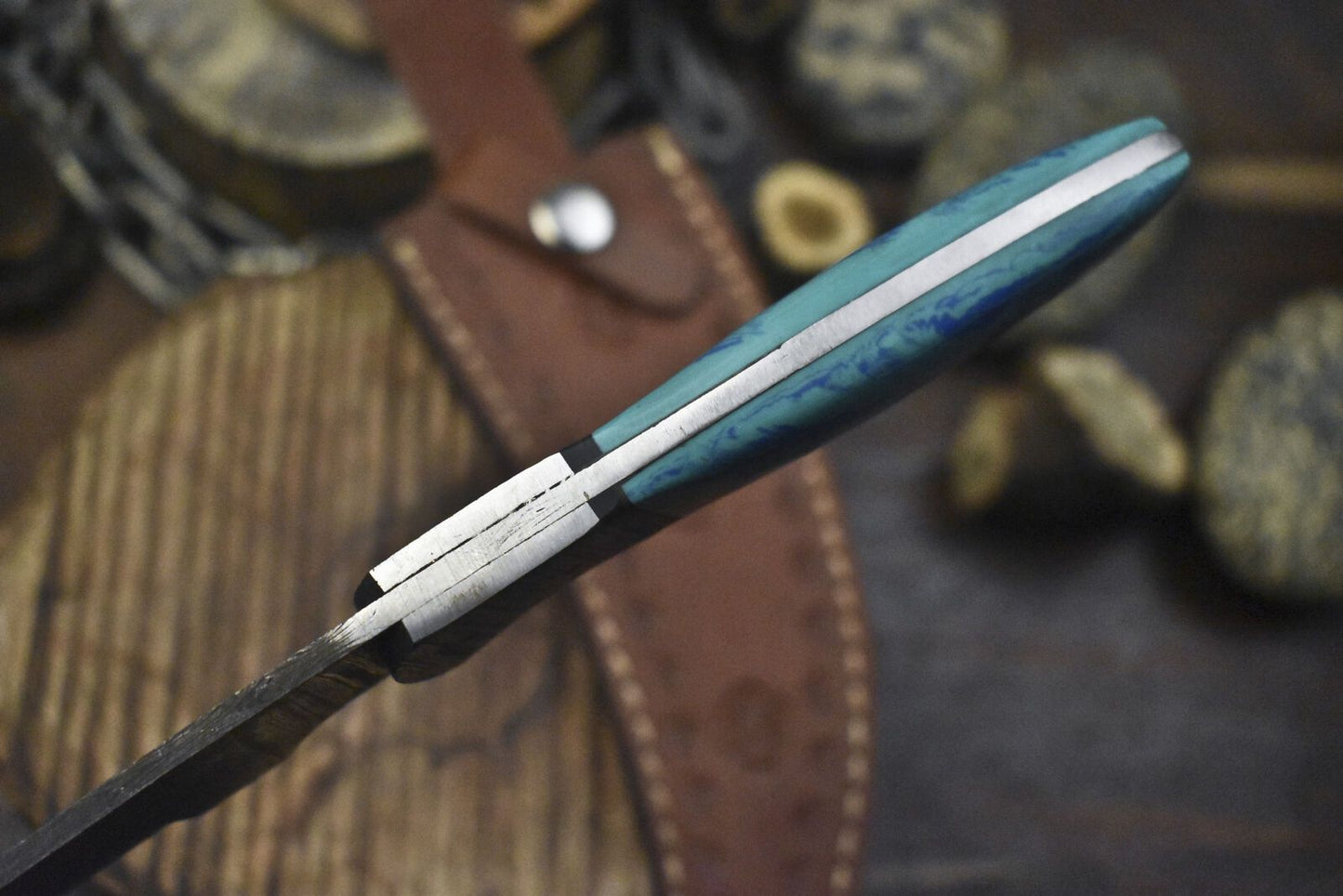 Twist Damascus Skinner Knife with Micarta Handle | Forged Hunting Survival Knife