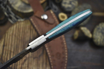 Twist Damascus Skinner Knife with Micarta Handle | Forged Hunting Survival Knife