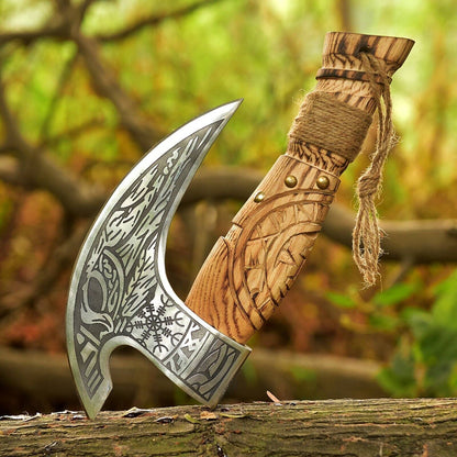 Custom Handmade Forged Carbon Steel Axe – Viking Tactical Hatchet Tomahawk with Cold Steel Axe Head Cane
