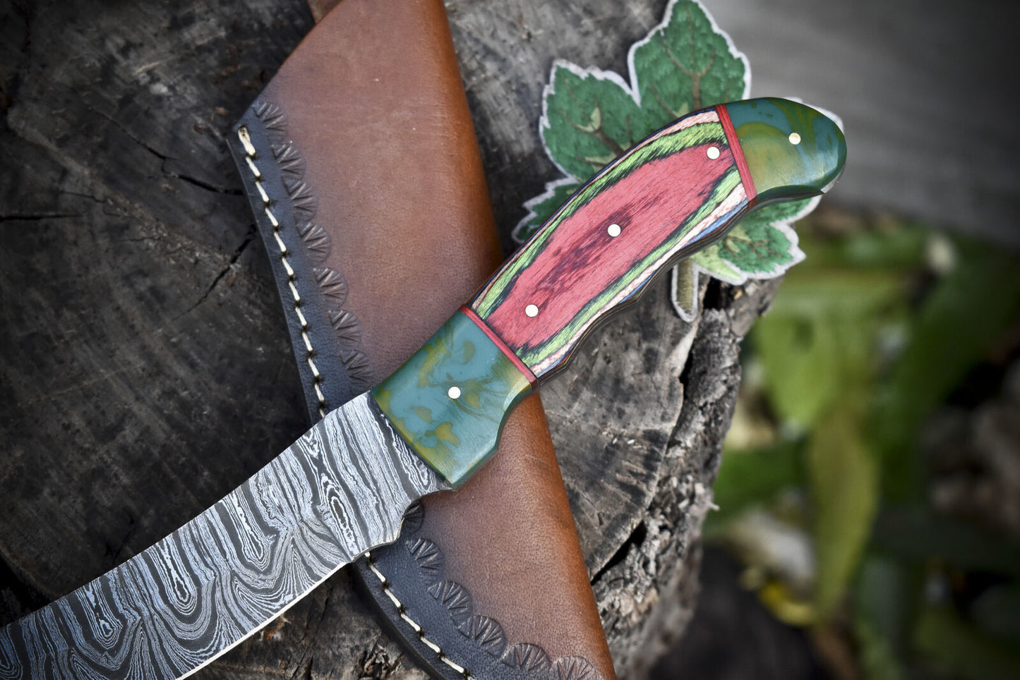 10.0 in Hot Item Hunting Skinner Knife Twist Damascus Hard Wood Decoration