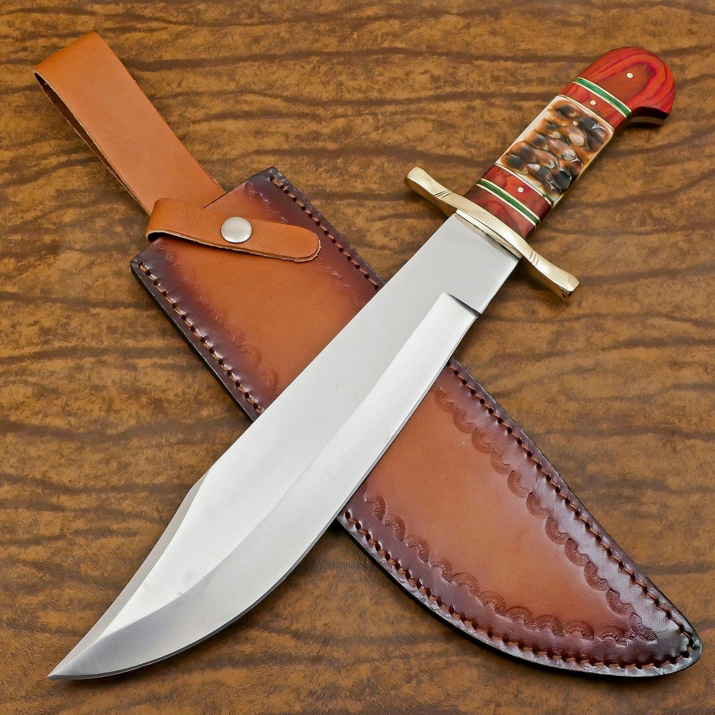 Custom Handmade 13 Inch D2 Steel Blade Hunting Bowie Camping Knife – Full Tang Outdoor Survival Knife