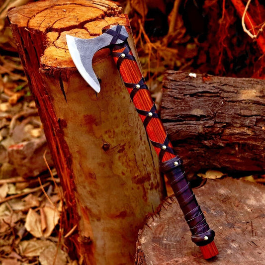 Axe of Ragnar Lothbrok Hand Forged Viking Axe High Carbon Steel Hunting Hatchet with Rosewood Handle