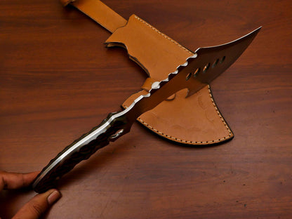 Handmade 12 Inch Full Tang Chopper Bowie Knife – D2 Steel with Custom Pakka Wood Handle